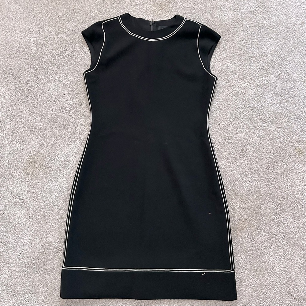 Elegant Black Theory Dress with White Trim